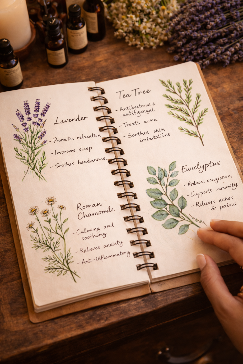 Herbal remedy note book Aromatherapy benefits