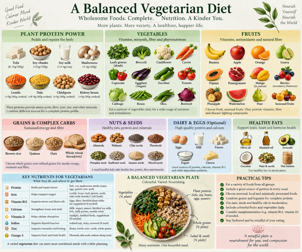 A Balanced Vegetarian Diet: Protein, Vegetables and Essential Nutrients